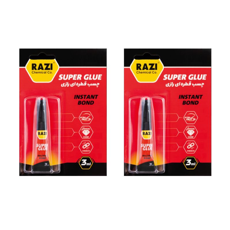 چسب قطره ای رازی مدل 102 حجم 3 میلی لیتر بسته 2 عددی