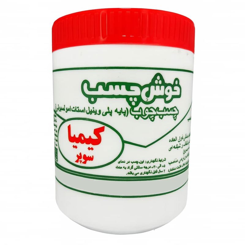 چسب چوب خوش چسب مدل بی رنگ کیمیا سوپر وزن 750 گرم
