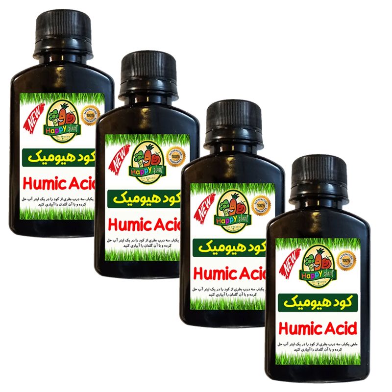 کود تقویتی هیومیک اسید مخصوص گل و گیاهان آپارتمانی هپی پلنت مدل hp359 حجم 120 میلی لیتر بسته چهار عددی