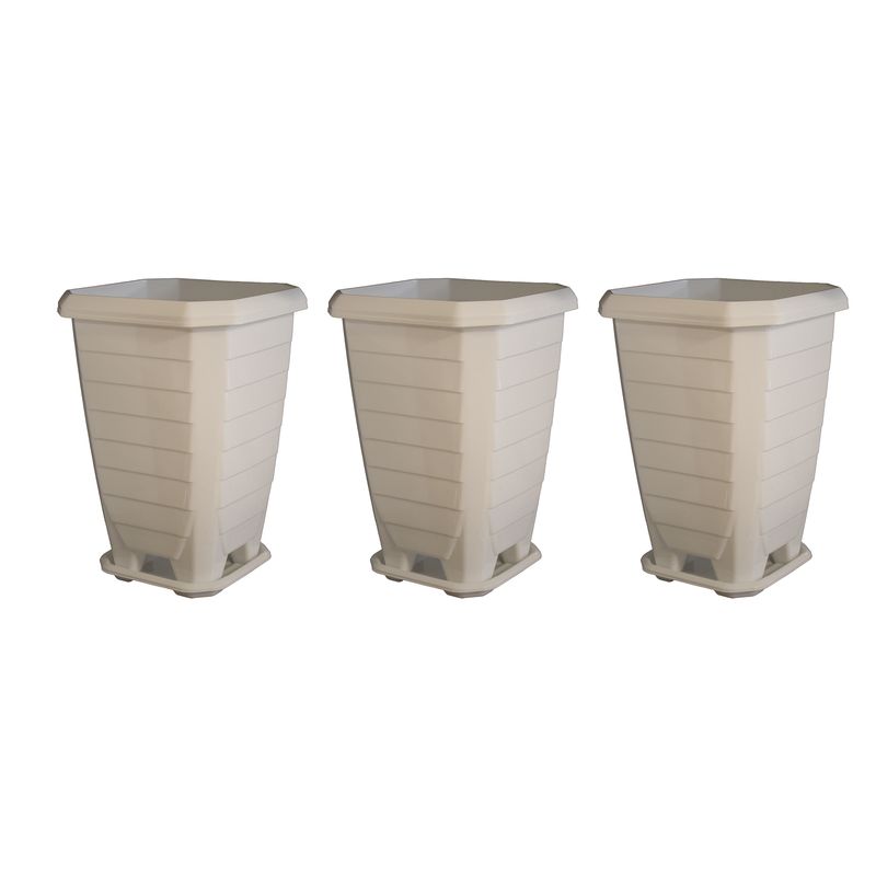 گلدان مدل پلاستیکی طرح استوانه مربعی کد 103 3 مجموعه 3عددی